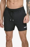 Dkny Core Solid Swim Trunks In Black