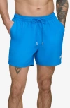 Dkny Core Solid Swim Trunks In Blue