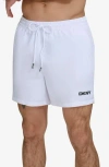 Dkny Core Solid Swim Trunks In White