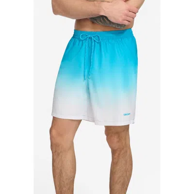 Dkny Core Volley Ombré Swim Trunks In Light Blue