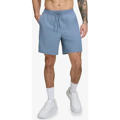 Dkny Core Volley Shorts Lined Swim Trunks In Dusty Blue