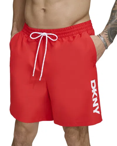 Dkny Core Volley Swim Trunk In Red