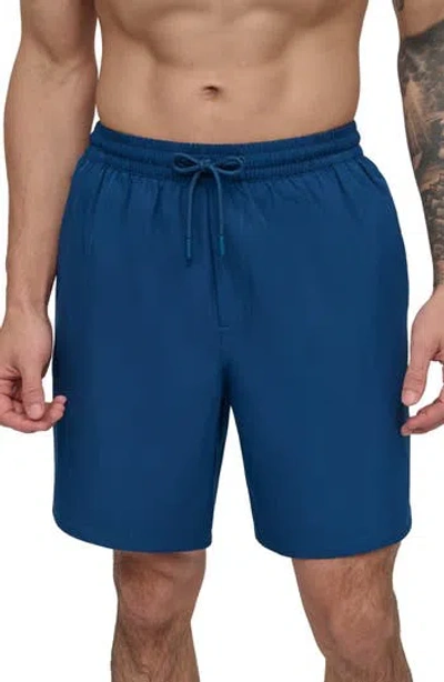 Dkny Core Volley Swim Trunks In Blue