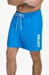 Dkny Core Volley Swim Trunks In Blue