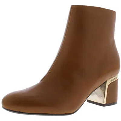 Dkny Corrie Womens Leather Contrast Trim Booties In Multi