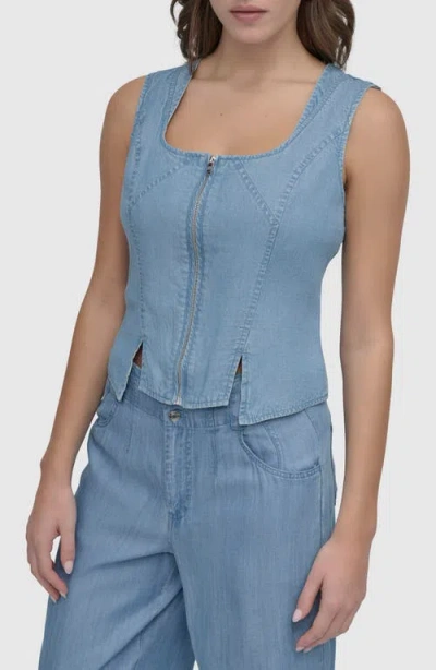 Dkny Corset Vest In Lt Chambray