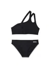 Dkny Stretch-design Bikini Set In Black