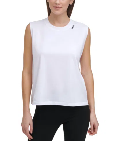 Dkny Cotton Muscle Tank Top In White
