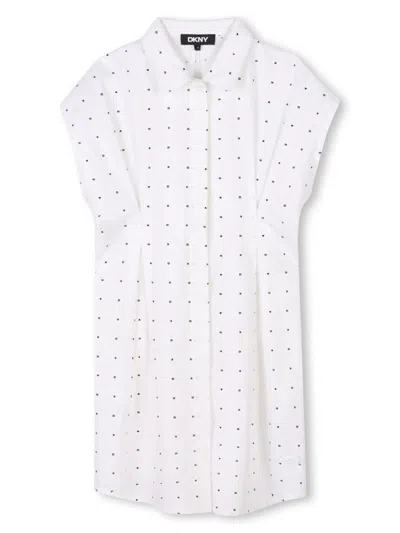 Dkny Kids' Cotton Shirt Dress In White
