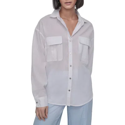 Dkny Cotton Voile Button-up Shirt In White