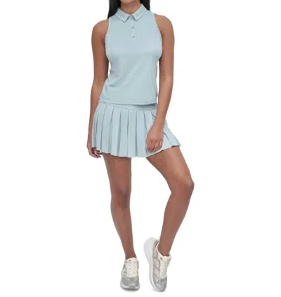 Dkny Court Racerback Polo Tank Top In Mineral In Blue