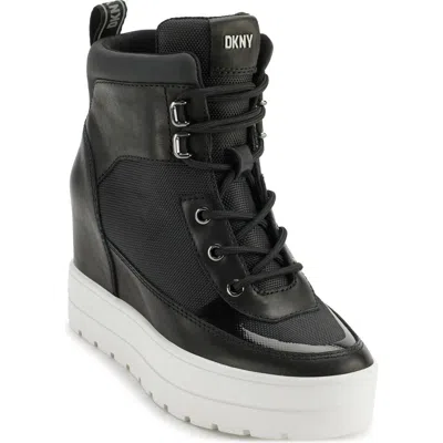 Dkny Cove Platform Wedge Bootie In Black