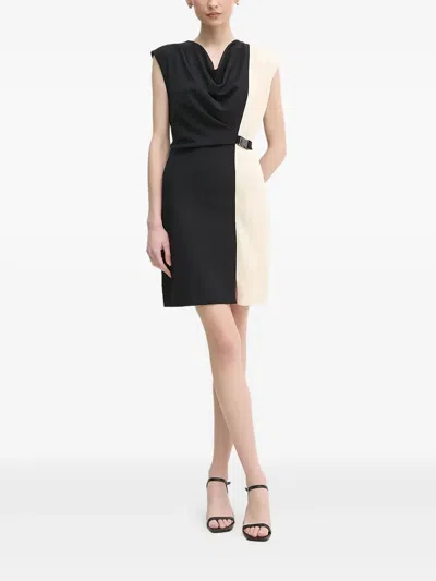 Dkny Cowl-neck Buckled Dress In Black