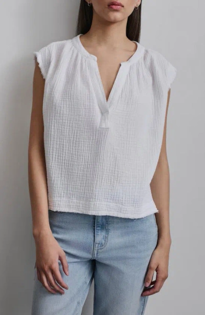 Dkny Crepe Cotton Gauze Sleeveless Top In White