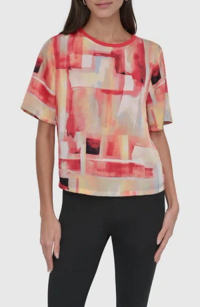 Dkny Crewneck Top In Paneled Wash