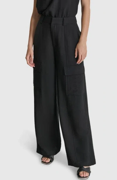 Dkny Crinkle Cargo Pants In Black
