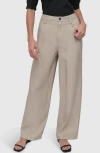 Dkny Crinkle High Waist Wide Leg Pants In Pebble