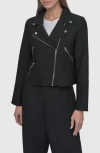 Dkny Crinkle Moto Jacket In Black