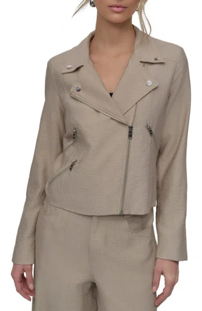 Dkny Crinkle Moto Jacket In Pebble