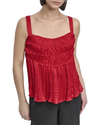 Dkny Crinkle Top In Brown