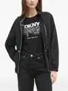 Dkny Crinkled-effect Zip-up Jacket In Black