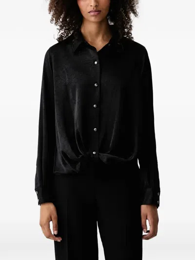 Dkny Crinkled-finish Twist-front Shirt In Black