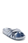 Dkny Indra Womens Criss-cross Faux Leather Slide Sandals In Celeste