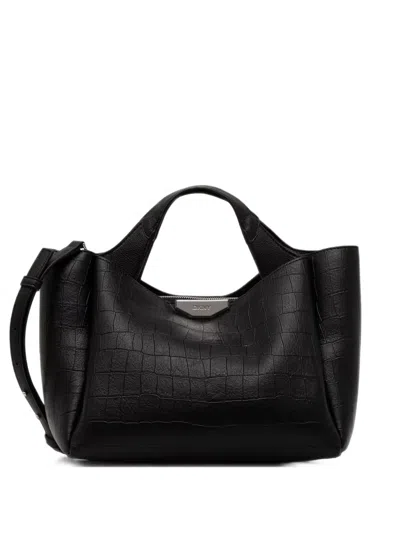 Dkny Croc-effect Tote Bag In Black