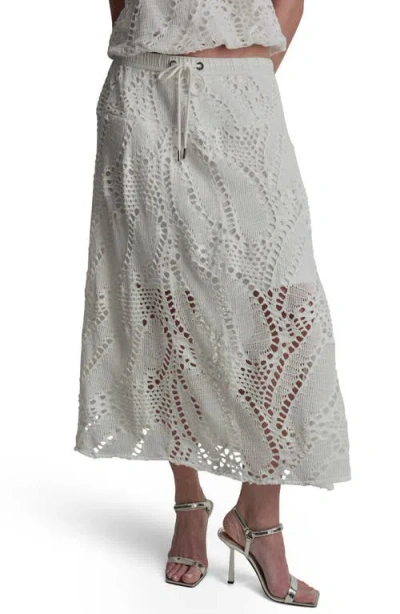 Dkny Crochet Leaf Midi Skirt In Gray