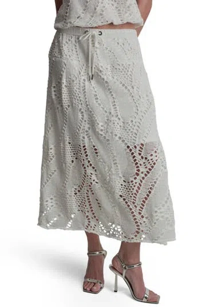 Dkny Crochet Leaf Midi Skirt In White