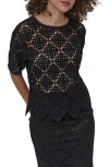 Dkny Womens Crocheted Short Sleeve Sweater Midi Sweater Skirt