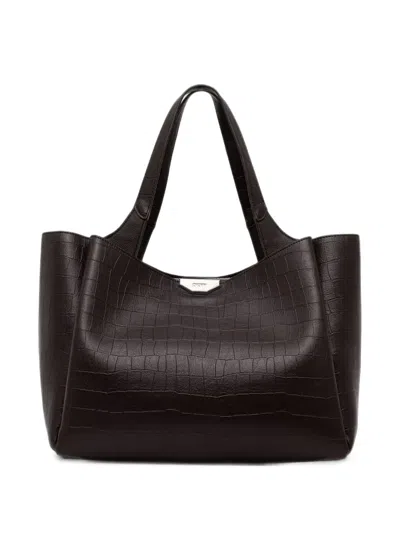 Dkny Crocodile-effect Tote Bag In Brown
