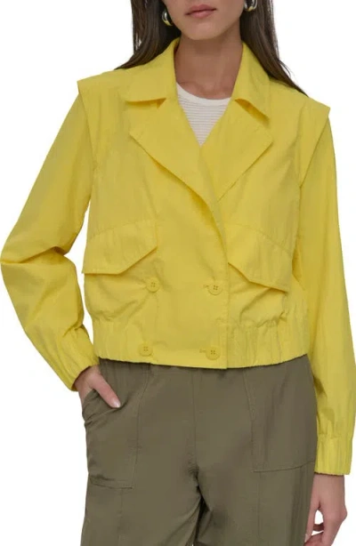 Dkny Crop Trench Jacket In Yellow