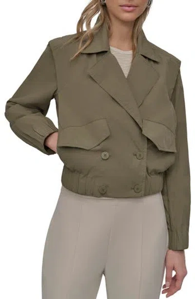 Dkny Crop Trench Jacket In Green