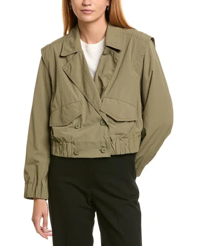 Dkny Crop Trench Jacket In Green
