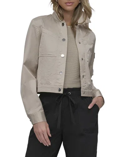 Dkny Cropped Sateen Jacket In Gray