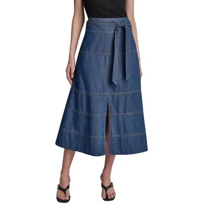 Dkny Crosby Denim Midi Skirt In Blue