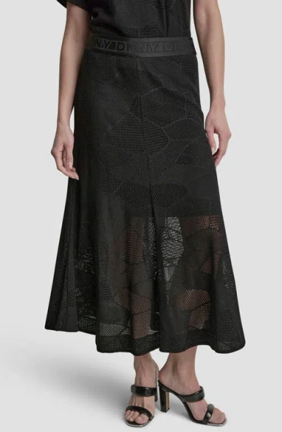 Dkny Croton Lace Midi Skirt In Black