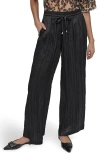 Dkny Crushed Drawstring Wide Leg Pants In Black