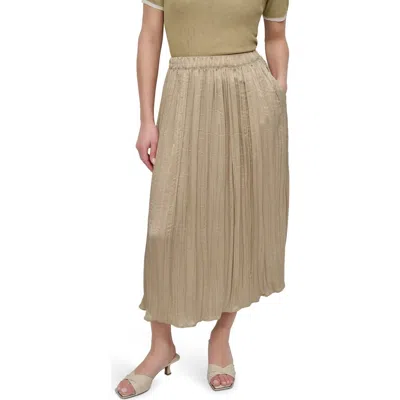 Dkny Crushed Pleated Midi Skirt In Neutral