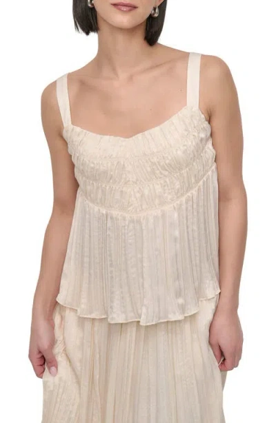 Dkny Crushed Pleats Sleeveless Top In White