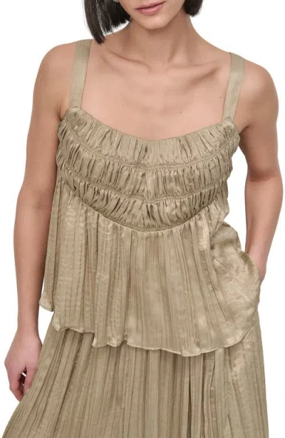 Dkny Crushed Pleats Sleeveless Top In Green