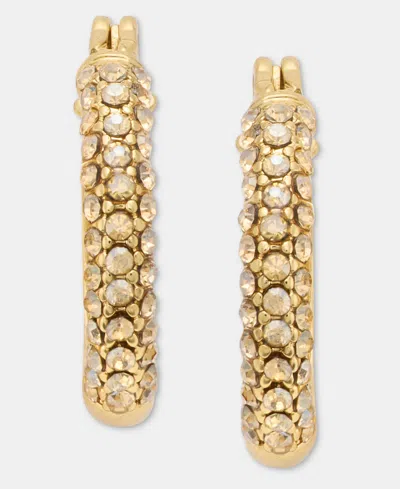 Dkny Crystal 14mm Pave Hoop Earrings In Gold