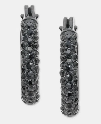 Dkny Crystal 14mm Pave Hoop Earrings In Gray