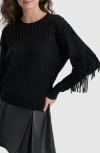 Dkny Fringe Sweater In Black