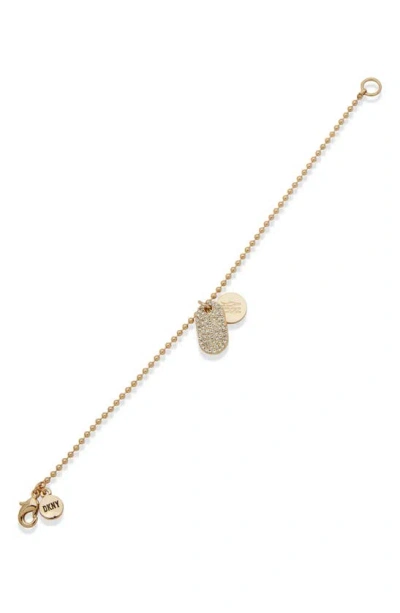 Dkny Crystal Charm Ball Chain Bracelet In Gold