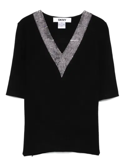 Dkny Crystal-embellished Top In Black