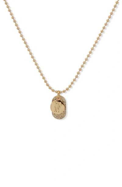 Dkny Crystal Pavé Charm Necklace In Gold/ Crystal