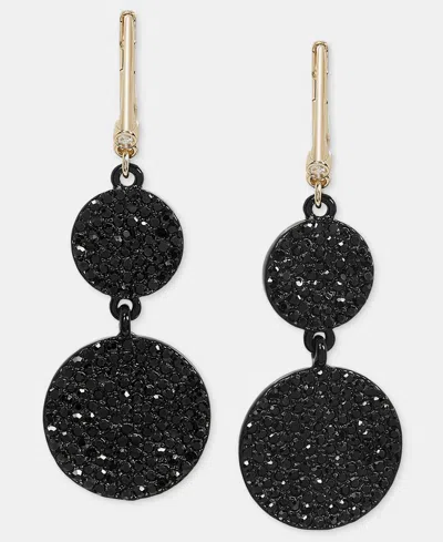 Dkny Crystal Pave Disc Drop Earrings In Black