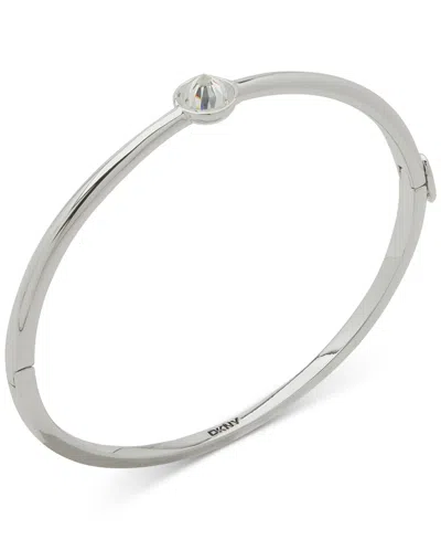 Dkny Crystal Spike Stone Bezel Polished Bangle Bracelet